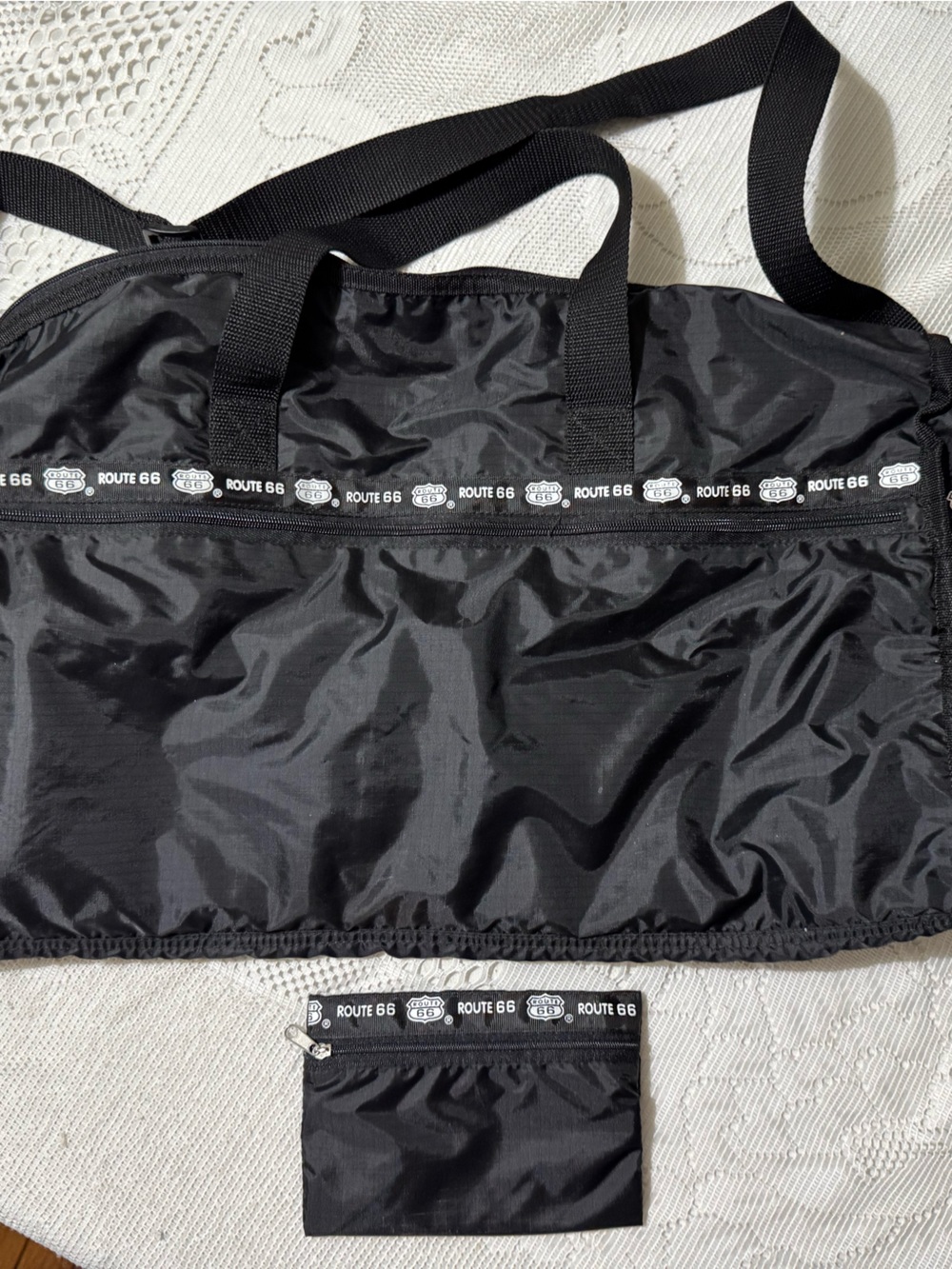 Vintage "Route 66" Boston Bag/Weekender with Matching Small Zip Bag